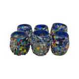 Hand-Blown Confetti Shot Glass | Blue Rim Mexican Glassware