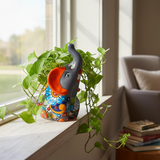 Handmade Talavera Elephant Planter | Colorful Medium Animal Art