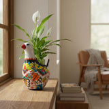 Vibrant Talavera Dove Planter | Colorful Mexican Ceramic Bird Statue