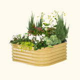 Beige Vego 17" Tall 4 In 1 Small Modular Metal Raised Garden Bed Kit