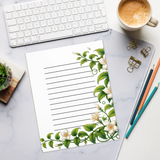 DipaliZ Elegance Ruled Notepad White Flowers Stationery