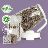 Sprout Spout Violet Vitality Blend Starter Kit: Sprout Spout + 4oz or 1lb seeds + Free Sprout Scoop