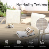 Sandstone 7-Piece Patio Dining Set with Metal Table - Waterproof Seats