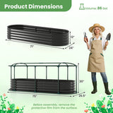 Costway 6 x 2 x 1 FT Color Steel Raised Garden Bed with Greenhouse Cover  Roll-up Window Black + Transparent