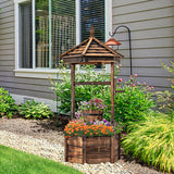 Wooden Wishing Well Hexagonal Bucket Flower Plants Planter Patio Garden Decor