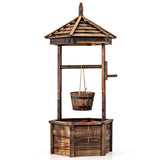 Wooden Wishing Well Hexagonal Bucket Flower Plants Planter Patio Garden Decor
