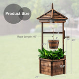 Wooden Wishing Well Hexagonal Bucket Flower Plants Planter Patio Garden Decor