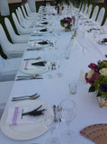 Elegant outdoor dining setup with white tablecloth, silverware, and Royal Velvet Culinary Lavender Bundles - 10 Pack Food Grade Dried