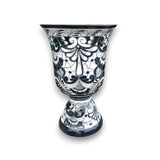 Extra Large Black Talavera Planter | Hand-Painted Pedestal Flower Pot